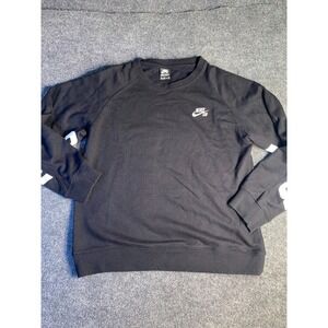 Nike SB Sweatshirt boys XL Black Fleece Lined Ribbed Hem & Cuff Crew Neck Logo‎